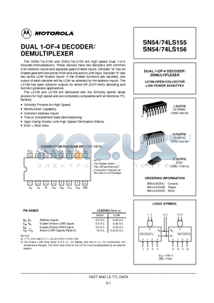 74LS155 datasheet - DUAL 1-OF-4 DECODER/ DEMULTIPLEXER