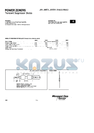 1N5610 datasheet - POWER ZENERS TRANSIENT SUPPRESSOR DIODES