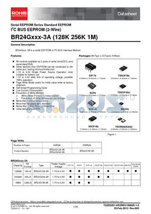 BR24G1M-3A datasheet - Serial EEPROM Series Standard EEPROM I2C BUS EEPROM (2-Wire)