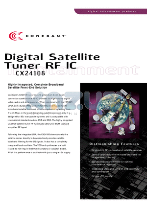CX24108 datasheet - Highly Integrated, Complete Broadband Satellite Front-End Solution