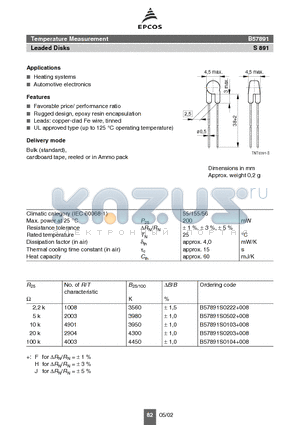 B57891S0222 datasheet - Temperature Measurement