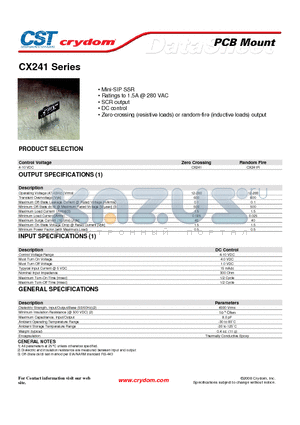 CX241 datasheet - PCB Mount