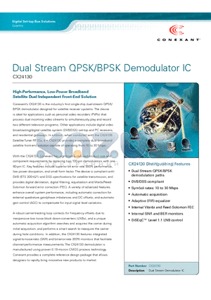 CX24130 datasheet - Dual Stream QPSK/BPSK Demodulator lC