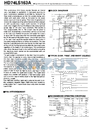 74LS163A datasheet - Synchronous 4-bit Binary Counters(synchronous clear)