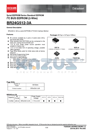 BR24G512F-3A datasheet - Serial EEPROM Series Standard EEPROM I2C BUS EEPROM (2-Wire)