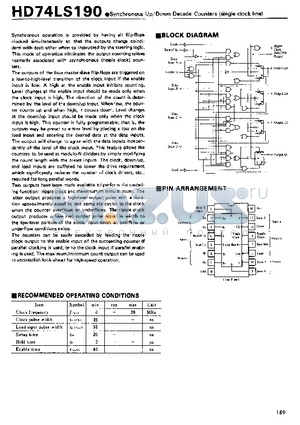 74LS190 datasheet - Synchronous Up/Down Decade Counters(single clock line)