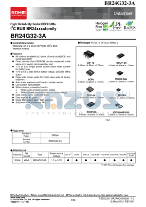 BR24G32FVM-3AGT datasheet - High Reliability Serial EEPROMs I2C BUS BR24xxxxfamily