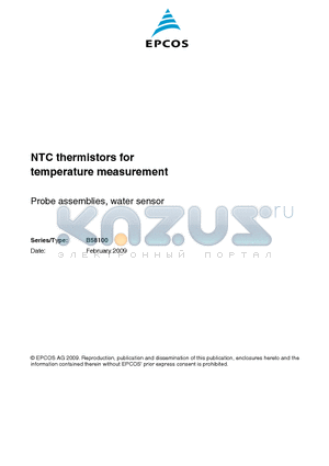 B58100 datasheet - NTC thermistors for temperature measurement