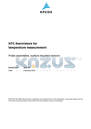 B58100A0461A000 datasheet - NTC thermistors for temperature measurement