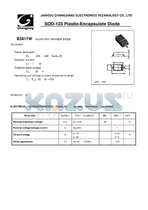 B5817W datasheet - SCHOTTKY BARRIER DIODE