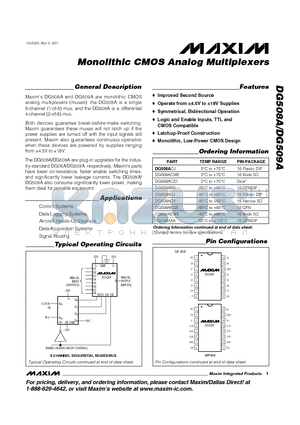 DG508AEWE datasheet - Monolithic CMOS Analog Multiplexers