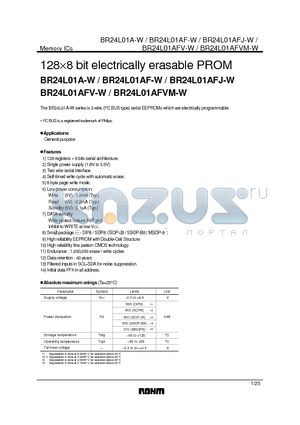 BR24L01 datasheet - 1288 bit electrically erasable PROM