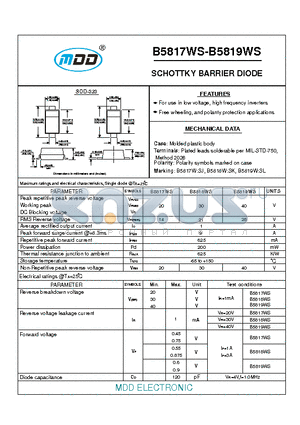 B5818WS datasheet - SCHOTTKY BARRIER DIODE