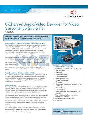 CX25838 datasheet - 8-Channel Audio/Video Decoder for Surveillance Systems