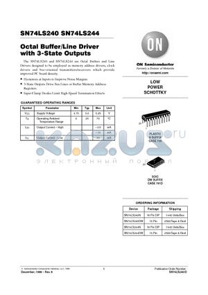 74LS244 datasheet - LOW POWER SCHOTTKY