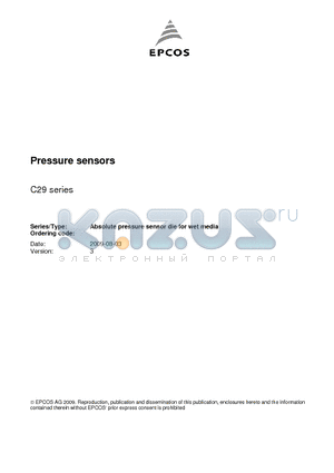 B58600E0410A020 datasheet - Pressure sensors
