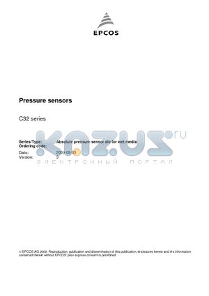 B58600H8400A038 datasheet - Pressure sensors