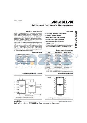 DG528AK datasheet - 8-Channel Latchable Multiplexers