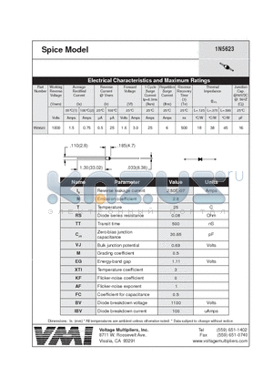 1N5623 datasheet - Spice Model