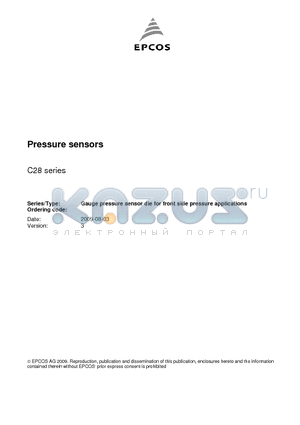 B58601D8010A025 datasheet - Pressure sensors