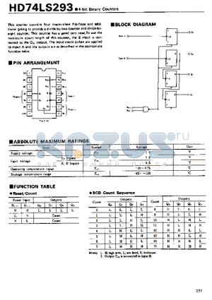 74LS293 datasheet - 4-bit Binary Counters