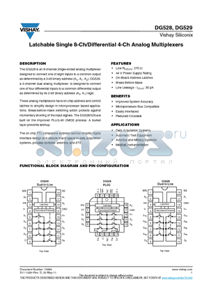 DG529AK-883 datasheet - Latchable Single 8-Ch/Differential 4-Ch Analog Multiplexers