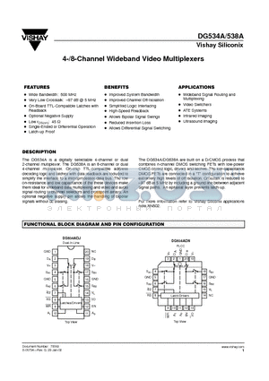 DG534ADJ datasheet - 4-/8-Channel Wideband Video Multiplexers