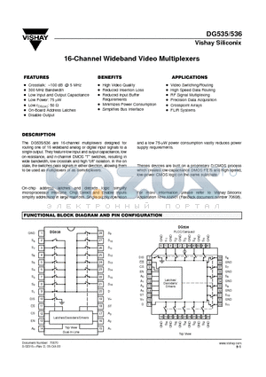 DG536 datasheet - 16-Channel Wideband Video Multiplexers