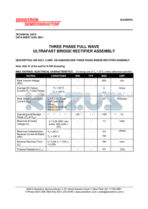 5338 datasheet - THREE PHASE FULL WAVE ULTRAFAST BRIDGE RECTIFIER ASSEMBLY