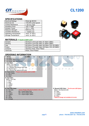 CL1200S1C4 datasheet - CIT SWITCH