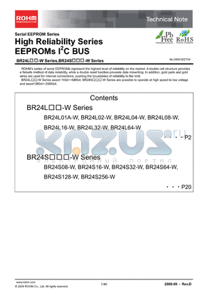 BR24S01NUX-WE2 datasheet - High Reliability Series EEPROMs I2C BUS