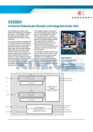 CX25824 datasheet - 4-Channel Video/Audio Decoder with Integrated Audio DAC