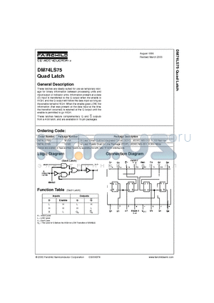 74LS75 datasheet - Quad Latch