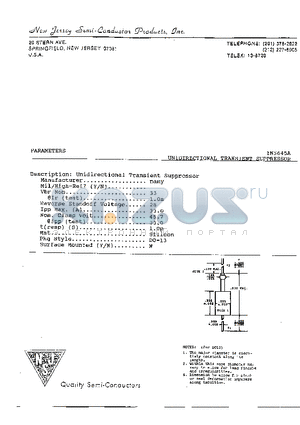 1N5645A datasheet - UNIDIRECTIONAL TRANSIENT SUPPRESSOR