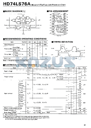 74LS76 datasheet - Dual J-K Flip-Flop(with Preset and Clear)