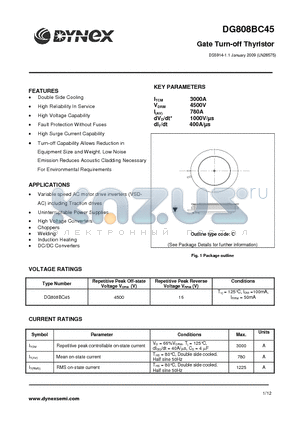 DG808BC45 datasheet - Gate Turn-off Thyristor