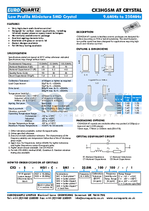 CX3HGSMAT datasheet - Very high shock and vibration survival