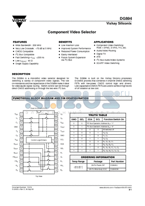 DG894 datasheet - Component Video Selector