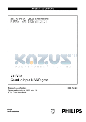 74LV03PWDH datasheet - Quad 2-input NAND gate