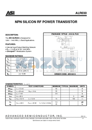 ALR030 datasheet - NPN SILICON RF POWER TRANSISTOR