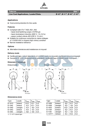 B59008B1130A153 datasheet - Line Card Applications, Leaded Disks