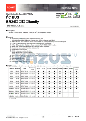 BR24T02-W datasheet - High Reliability Serial EEPROMs