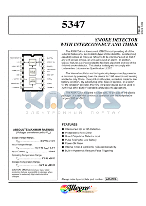 5347 datasheet - SMOKE DETECTOR WITH INTERCONNECT AND TIMER