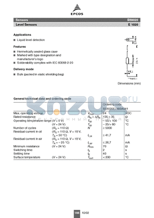 B59020E1160A041 datasheet - Liquid level detection