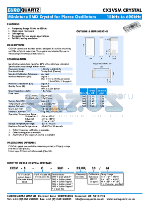 CX3VSM datasheet - Frequency Range 18kHz to 600kHz