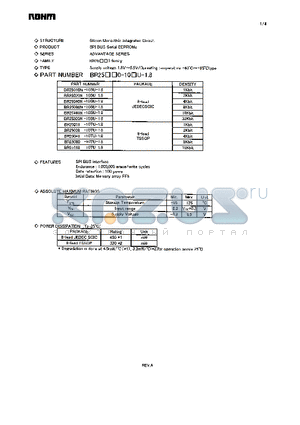 BR25010N-10SU-1.8 datasheet - Supply voltage 1.8V~5.5V/Operating temperature -40C~85C type