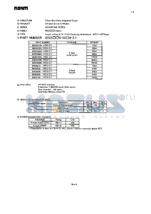 BR25010N-10SU-2.7 datasheet - Supply voltage 2.7V~5.5V/Operating temperature -40C~85C type