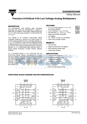 DG9408_08 datasheet - Precision 8-Ch/Dual 4-Ch Low Voltage Analog Multiplexers