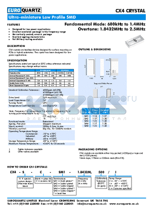 CX4 datasheet - Designed for low power applications