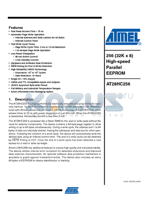 AT28HC256E-90LM/883 datasheet - 256 (32K x 8) High-speed Parallel EEPROM